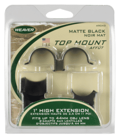 Weaver 1" High Scope Rings with Detachable Extension Top in Matte Black